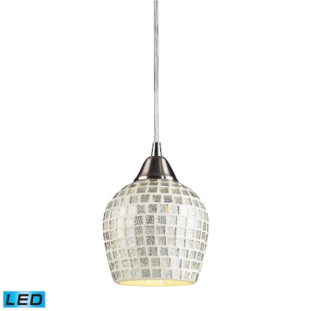 ELK LIGHTING Fusion 1-Lght Mini Pndnt SatNckl w/Slvr Mosaic Glass - Incl LED Bulb 528-1SLV-LED